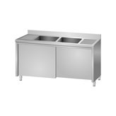 Lavello inox Premium arm 2 vasche 2 goc P.70cm-190x70x85cm