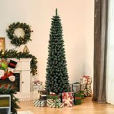 Albero di Natale Alto 195cm e stretto con 570 Rami, Base Rimovibile e Pieghevole