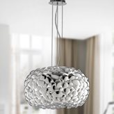 Lampadario decoro simil Sassi Metallo Cromato Sospensione Moderna E27