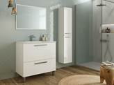 Leeds mobile bagno a terra 80 cm bianco lucido con specchio