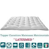 Evergreenweb Correttore Materasso in Lattice Alto 7 cm, Topper Letto, Coprimaterasso Imbottitura Fiocco 100% Lattice di Origine Naturale Effetto Piuma Morbido, Futon Ortopedico, Fodera Antiacaro LATEXMED