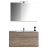 Mobile bagno sospeso Rovere Well con specchio lampada led 60-80 (Seleziona Misura: 80)