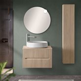 Mobile bagno sospeso cannettato 70 cm sabbiato con top e specchio | Bali