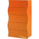 Tecnos Arredamento Cassettiera mobile 5 cassetti 52-60x40xh102 cm ONDA in melaminico laccato Arancio Lucido