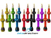 Kit valvole tubeless coniche 5 fori rosse, nere, oro, arancio, blu, viola e verde Tubolight universali smontabili coppia