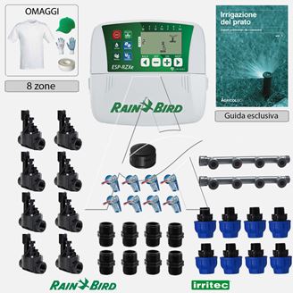 Kit irrigazione Prato Tappeto Erboso completo di elettrovalvole accessori e omaggi | 2 - 4 - 6 - 8 zone | RZXei (Zone: 6 - Diametro: 1'')