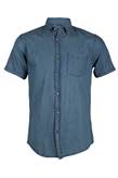 Uvaspina Camicia jeans mezza manica in cotone da uomo - L / Blu