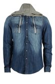 Sky T-Shirt Camicia jeans uomo con cappuccio - L / Blu