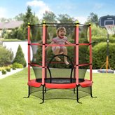 Trampolino Tappeto Elastico per Bambini 3-10 Anni con Rete di Sicurezza e Pali Imbottiti, Φ163x163cm