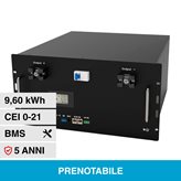 [KT 201 DS] V-Tac VT-48200B Batteria BMS LiFePO4 48V 200Ah 9,60kWh CEI 0-21 con Modulo e Copertura Rack - SKU 11523 + 11557 + 11559