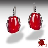 Handmade Red Coral Earrings in Silver