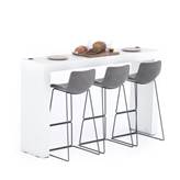 Tavolo Alto Evolution 180x40, Bianco Frassino con Due Gambe e Caricatore Wireless