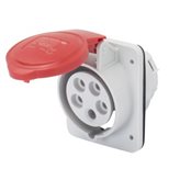 Prise fixe encastrée Gewiss 3P+T 16A IP44 rouge 380V GW62209H