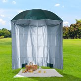 Ombrellone da Spiaggia e da Giardino Φ220cm con Tenda Parasole, Poliestere e Metallo, Verde Scuro e Bianco