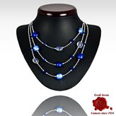 Three Lines Adjustable Venetian Glass Necklace - Color : Bianco