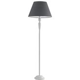 Lampada da Terra Metallo Bianco paralume Tessuto Grigio Piantana Classica E27