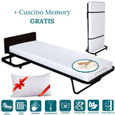 EverGreenWeb Kit Letto Verticale a Scomparsa con Materasso Memory Foam 80x190 Alto 12 cm + Cuscino GRATIS, Rivestimento Sfoderabile Rete Singola a Doghe Legno Ortopedica, Brandina Pieghevole Salvaspazio