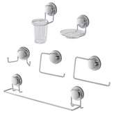 Set accessori a muro 6 pezzi in acciaio cromato fissaggio con ventosa | Dinamik