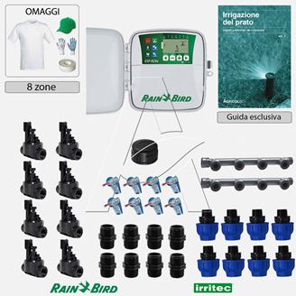 Kit irrigazione Prato Tappeto Erboso completo di elettrovalvole accessori e omaggi | 2 - 4 - 6 - 8 zone | RZXe - Zone : 6- Diametro : 1''