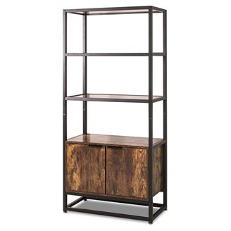 EDO - LIBRERIA SCAFFALE 163X76X33 CM CON 3 MENSOLE A VISTA E MOBILE A 2 ANTE